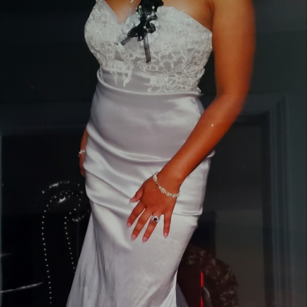 Size 8. Silver formal gown/dress